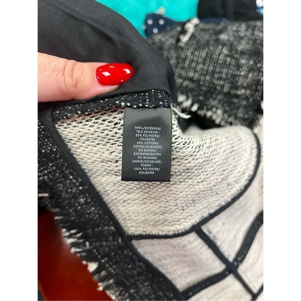 Ann Taylor Black Tweed Raw Hem Asymmetrical Jacket sz XS NWOT